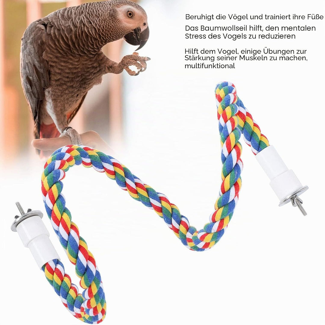 2 Stück Bird Chew Rope Bunt Gefärbte Vogel Barsch Stand Baumwolle Vogel Leiter Spielzeug für Papagei