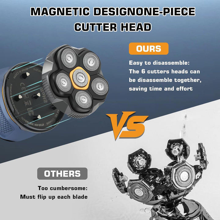 Glatzen Rasierer Herren, 6D Kopfrasierer für Glatze, Skull Shaver - Magnetische Schwebender Kopf, Le