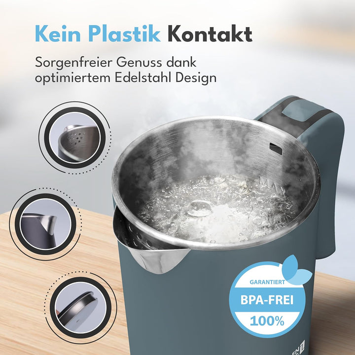 LEBENLANG Reise Wasserkocher Edelstahl Klein 0 5 Liter & BPA-Frei - Reisewasserkocher klein 600W Ene
