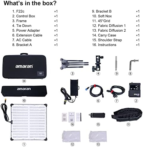 Aputure Amaran F22c 2'x2' RGBWW LED Flexibles Stofflicht LED-Videolicht 2500K~7500K, 200W, 15 Lichte