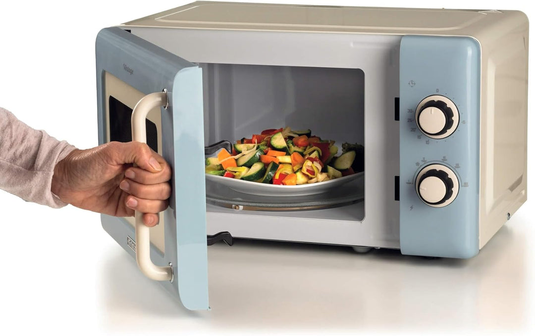 Ariete 3960 Mikrowelle Vintage, 800 W, Fassungsvermögen 20 l, 3 Funktionen, 6 Kochstufen, Timer, hel