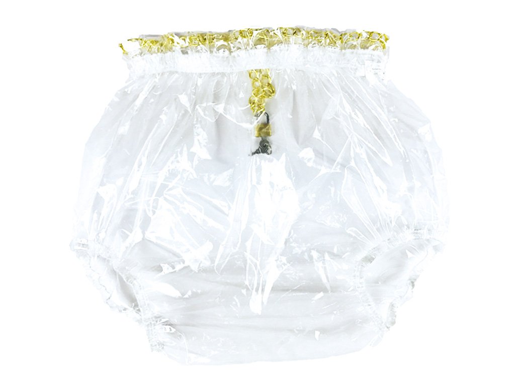 Haian ABDL Sicherheitslasche Kunststoff Hose M Glasklar, M Glasklar
