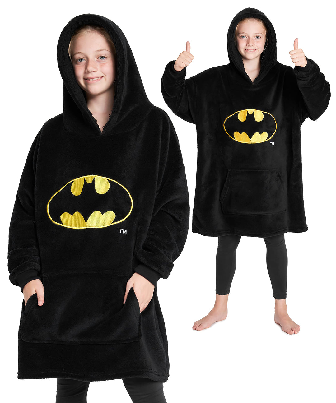 DC Comics Batman Übergrosse Hoodie Decke Kinder Flauschig Kuschelpullover Jungen Mädchen Oversize Ku