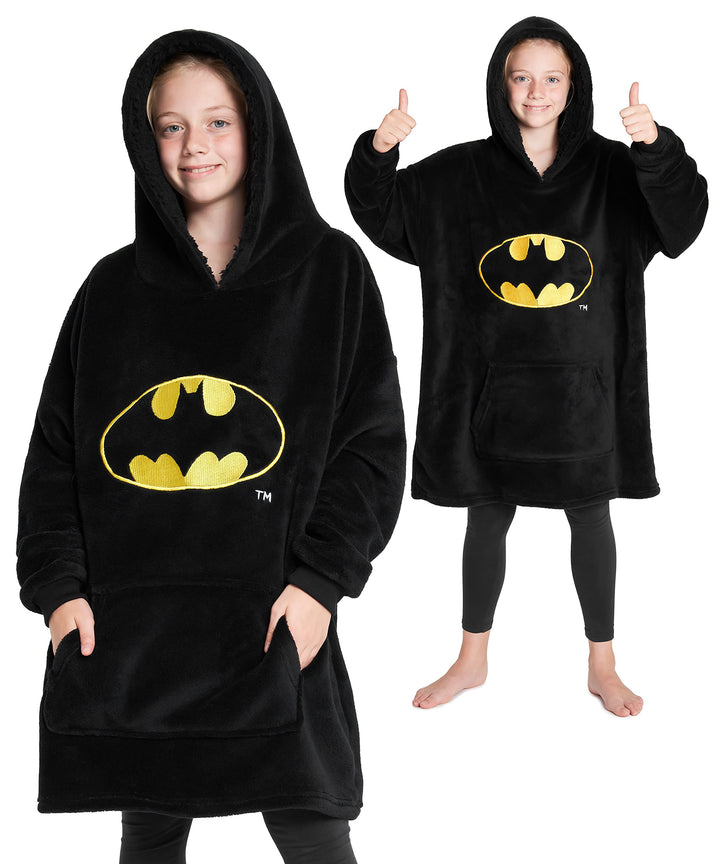 DC Comics Batman Übergrosse Hoodie Decke Kinder Flauschig Kuschelpullover Jungen Mädchen Oversize Ku