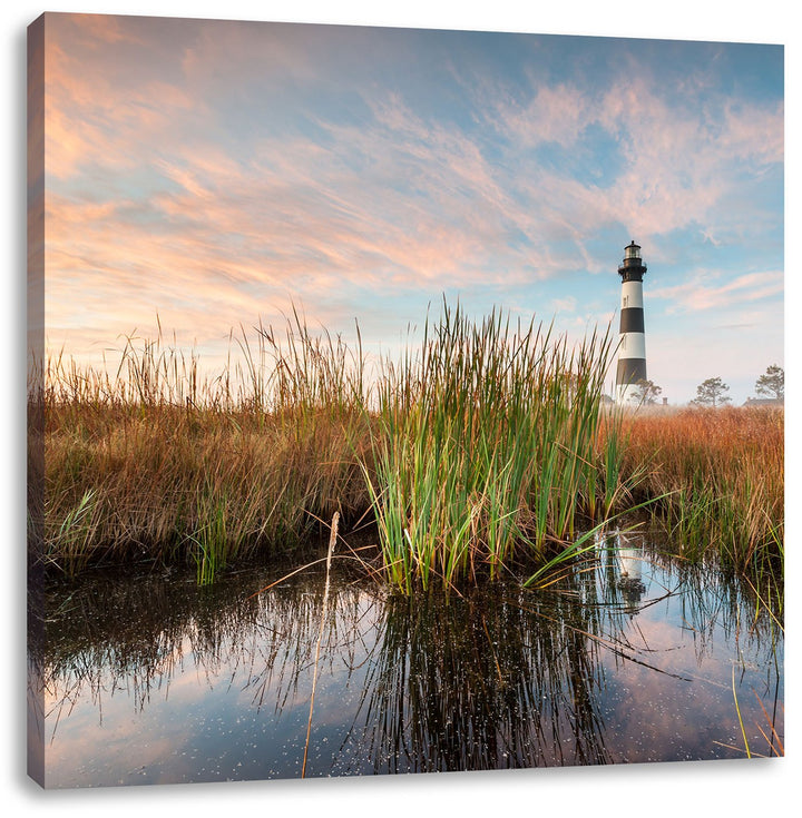 Pixxprint Leuchtturm, Format: 70x70 auf Leinwand, XXL riesige Bilder fertig gerahmt mit Keilrahmen,