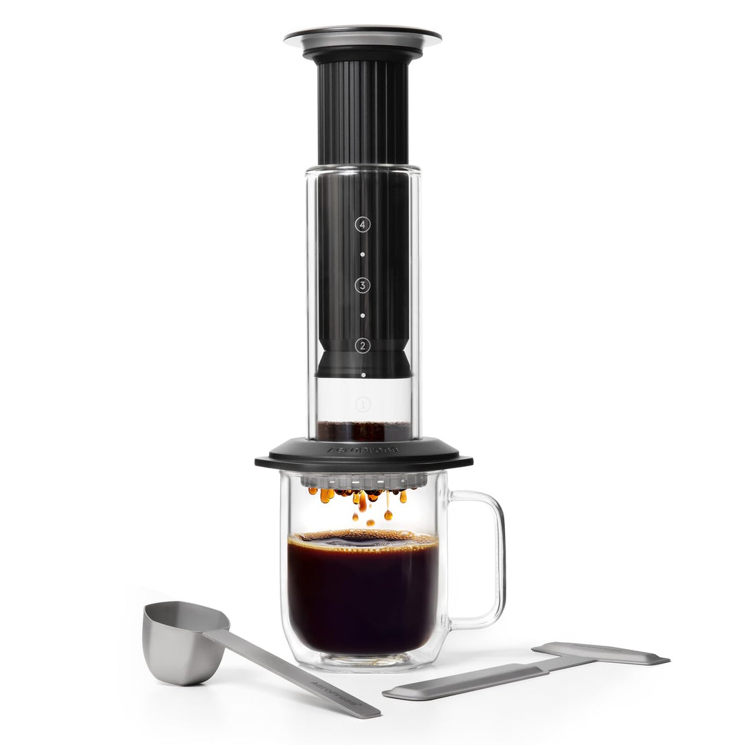 AeroPress Premium koffiepers – glas, roestvrij staal &amp; aluminium alles-in-één French Press, handmati
