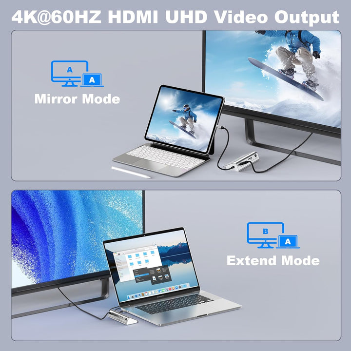 P9R PRO USB C Hub, 10-in-1 USB C Docking Station mit 1Gbps Ethernet, 4K@60Hz HDMI, 10Gbps 2 Type-A/C