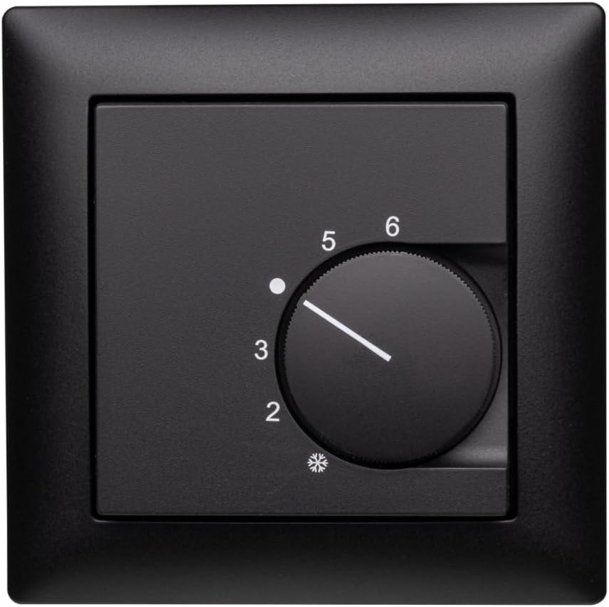 Raumthermostat schwarz mit Busch Jäger Balance SI 1-Fach Rahmen 1721-915 schwarz + Abdeckung 55x55mm