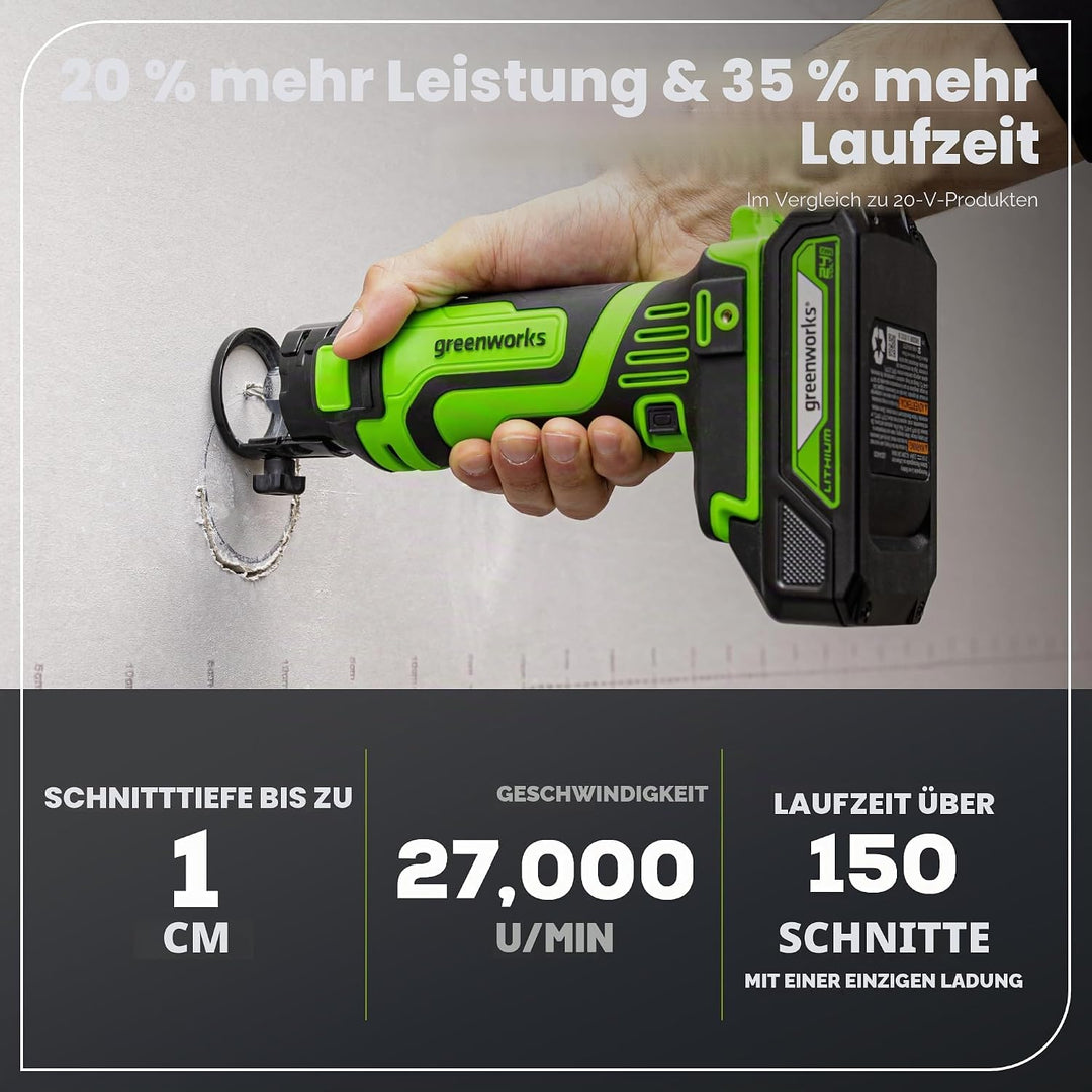 Greenworks PowerAll 24 V Akku-Schnellkreissäge – Rollschneider (blankes Werkzeug) Schnellsäge Solo+Z