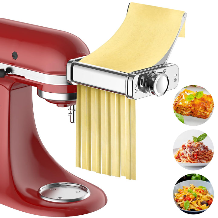 Gvode 3-in-1 Edelstahl Nudelaufsatz für KitchenAid Standmixer & Artisan, Pasta Zubehör für KitchenAi