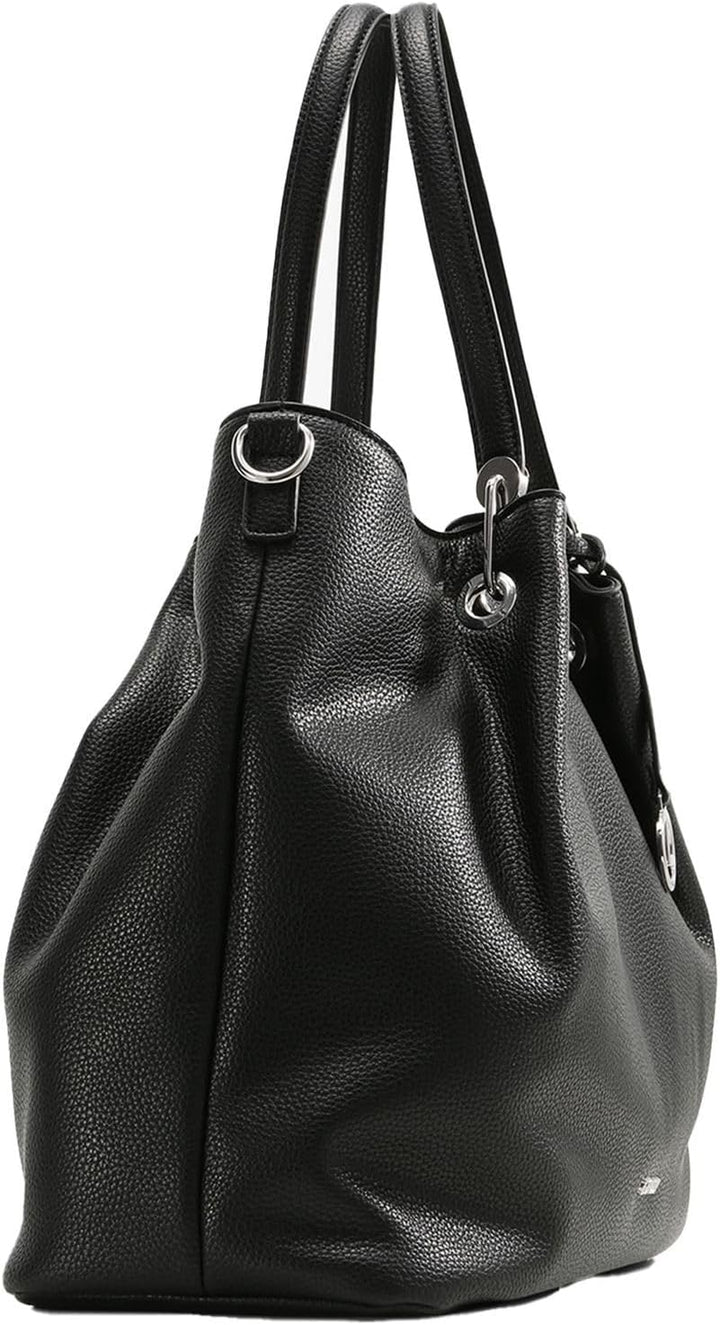 L.CREDI Handtasche Ebony mit Label-Applikationen Einheitsgrösse Schwarz, Einheitsgrösse Schwarz