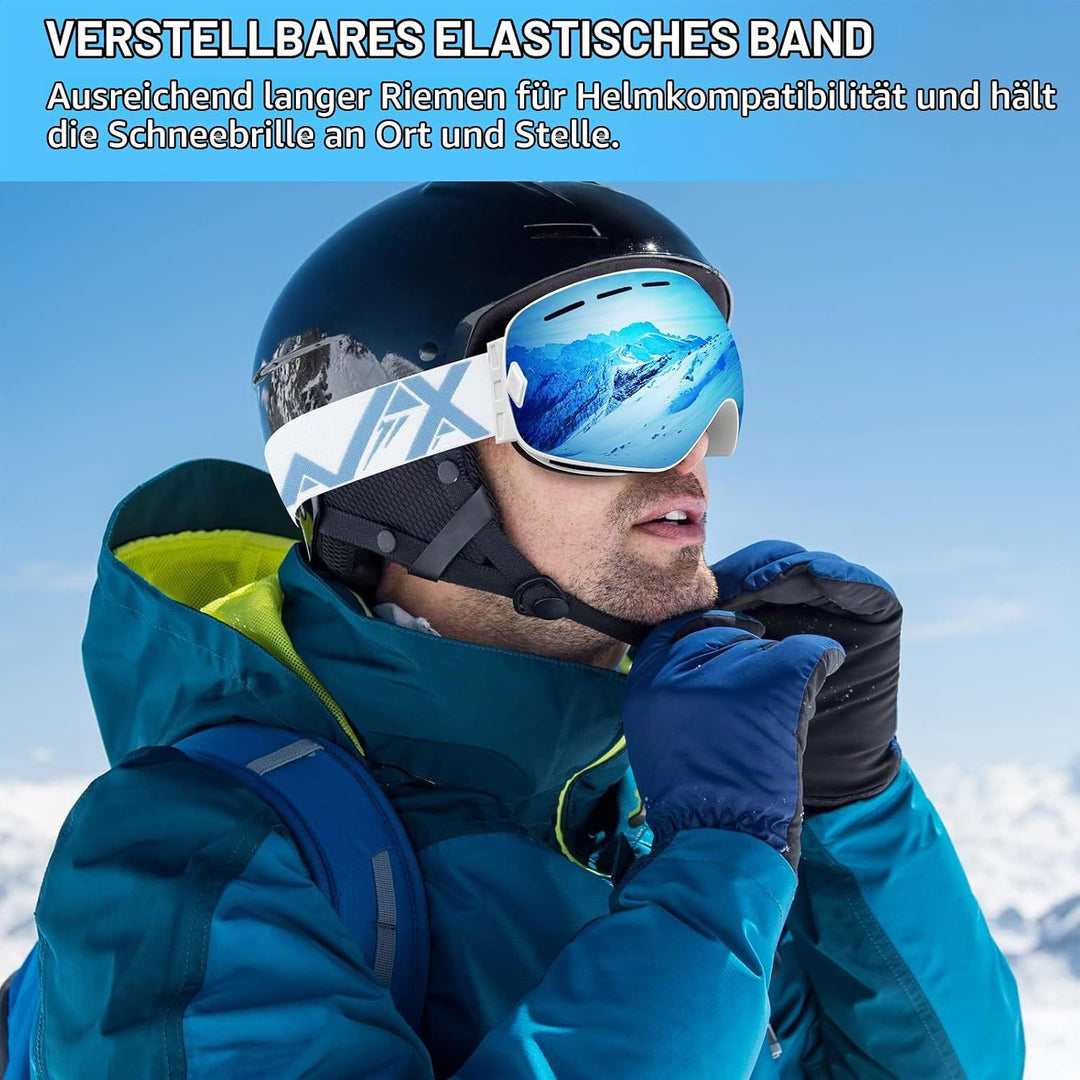 EXP VISION Snowboard Skibrille für Herren Damen Jugend, 100% UV400 Schutz Anti Beschlag über der Bri