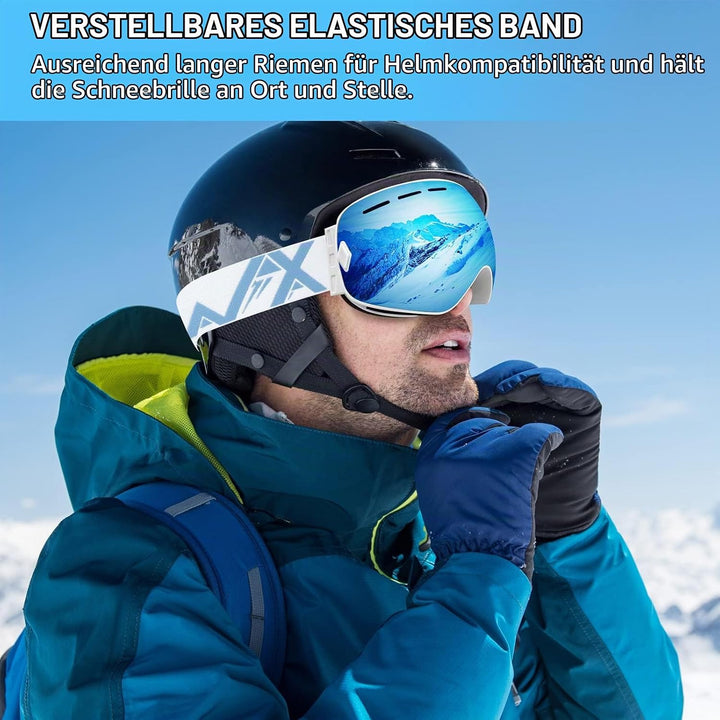 EXP VISION Snowboard Skibrille für Herren Damen Jugend, 100% UV400 Schutz Anti Beschlag über der Bri