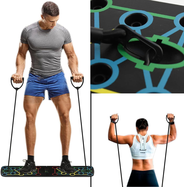 Push Up Board, 17 in 1 Faltbare Liegestütz Brett mit Handgriff, Multi-Funktions Portable Liegestützg