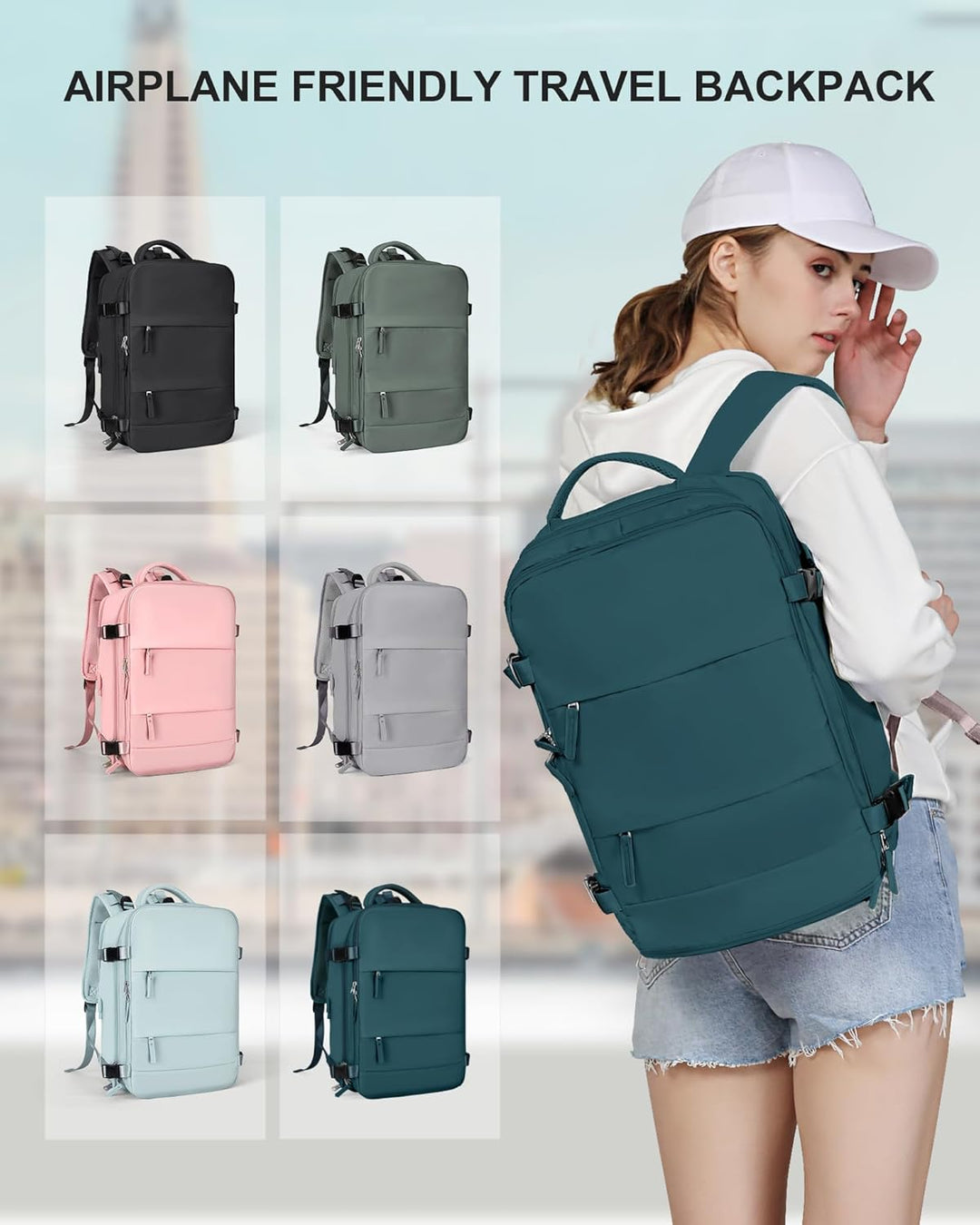 SZLX Grosser Reiserucksack Damen,Vakuum Rucksack mit Pumpe Ryanair Handgepäck 40x30x20 Herren, Wizza