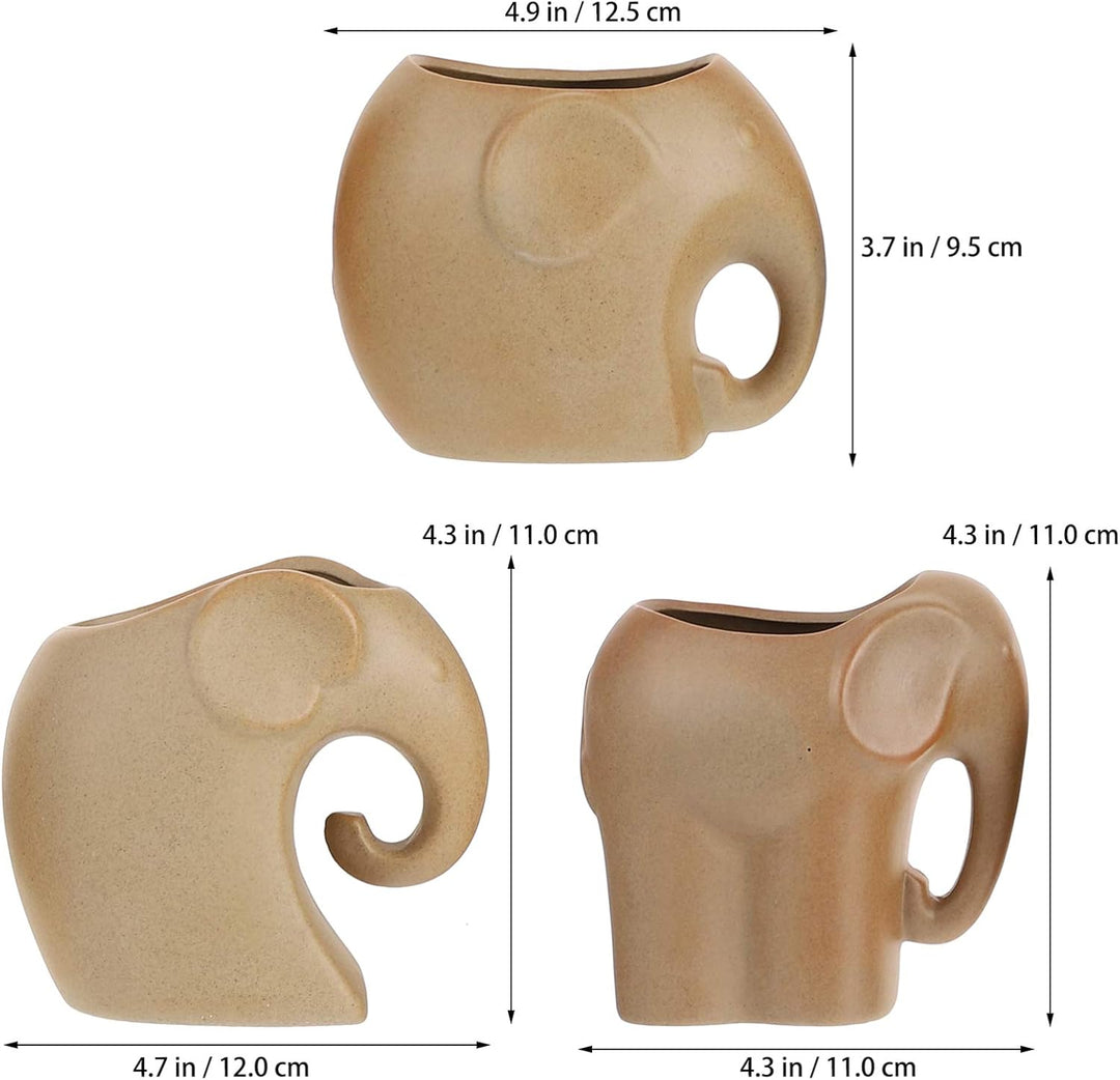 BESPORTBLE 3 Stücke Sukkulenten Blumentopf Elefant Figur Mini Keramik Übertopf Kaktus Topf Dekofigur