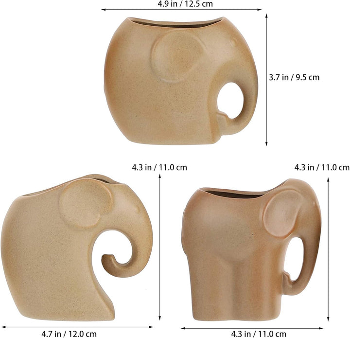 BESPORTBLE 3 Stücke Sukkulenten Blumentopf Elefant Figur Mini Keramik Übertopf Kaktus Topf Dekofigur