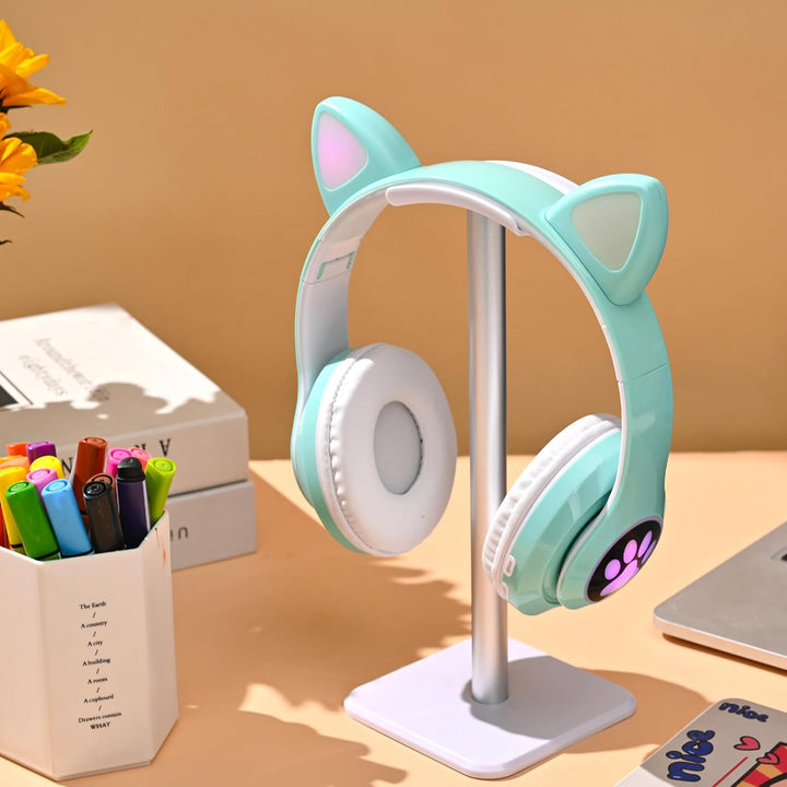 OHAANYY Katzenohr Kopfhörer Kindergeburtstag Geschenke Kind LED Katzenohren Einhorn Bluetooth Kabell