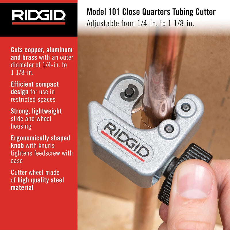 RIDGID 40617 Modell 101 Mini-Rohrabschneider für beengte Arbeitsbereiche, Rohrabschneider von 6 mm b