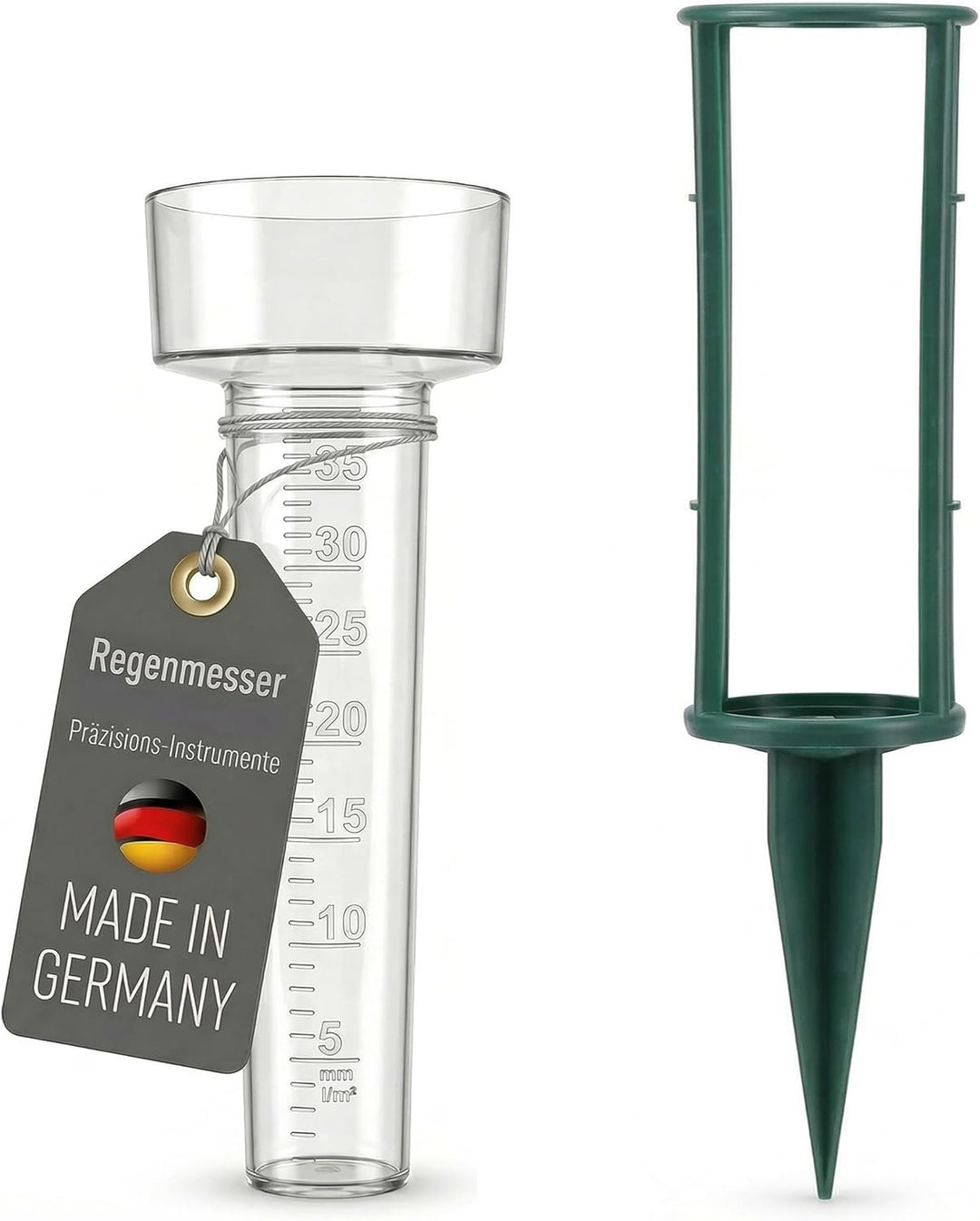 Lantelme Niederschlagsmesser mit Erdspiess Kunststoff | Regenmesser zur Wassermengenmessung im Garte