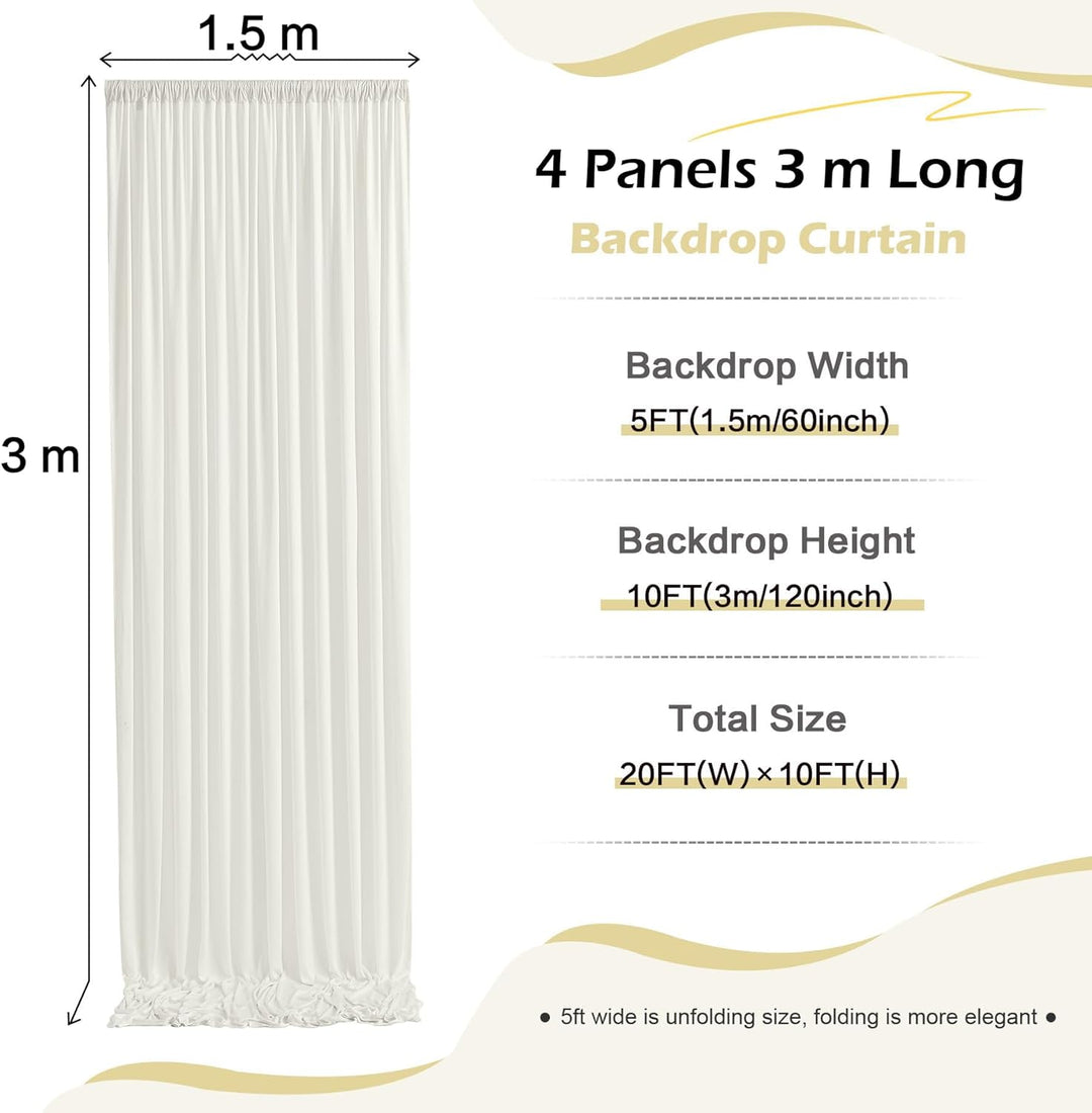 HBBMAGIC 4 Stücke 1,5×3cm Elfenbein Hintergrund Vorhänge für Hochzeit Party 100% Polyester Falten fr
