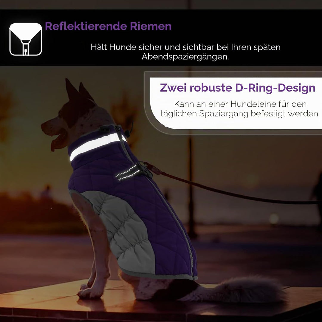 AOFITEE Hundejacke Kleine Hunde, Wasserdicht Hunde Wintermantel Warm Hundemantel mit Geschirr, Rollk