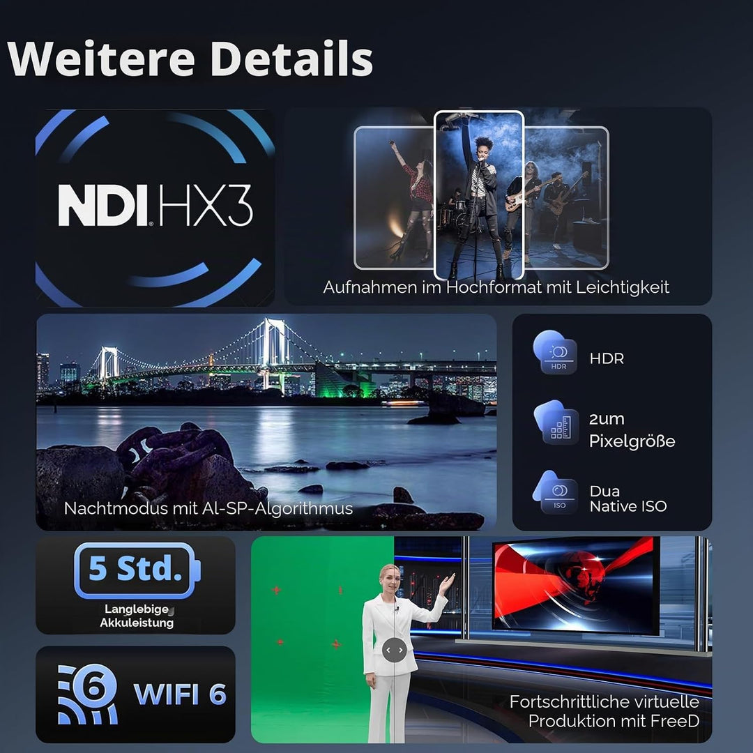 OBSBOT Tail 2 Mit Fernbedienung 4K PTZR NDI-Kamera 60fps, 5X Optischer Zoom, AI Auto Tracking, 1/1,5