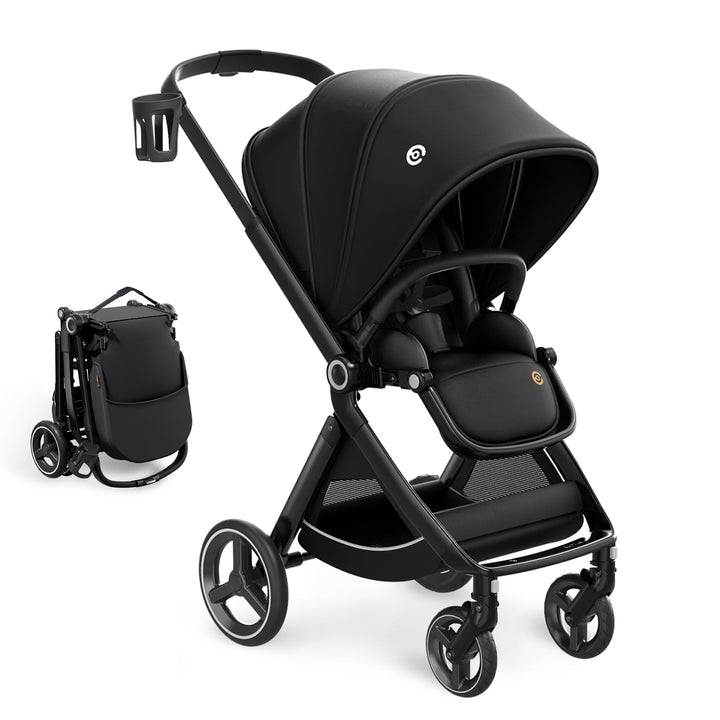 ELITTLE Buggy Gegen Fahrtrichtung(Schwarz),EMU Kinderwagen Faltbar,Buggy bis 25kg, Wendesitz Kinderw