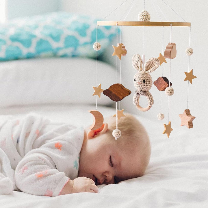 Mobile Baby Babybett Mobile Baby Holz Bettglocke Windspiel Sterne Elefant Handgemacht Mobiles Kinder