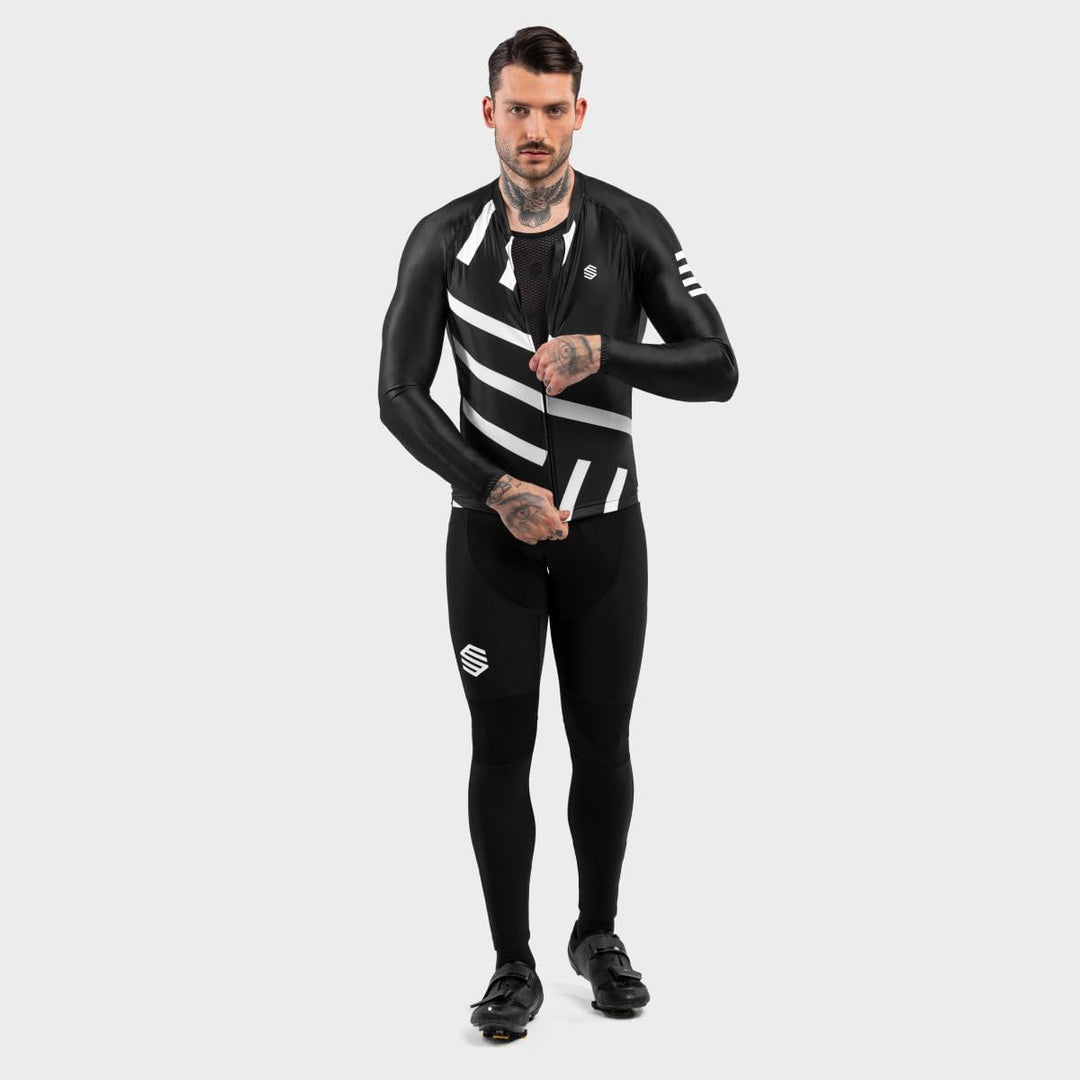 SIROKO - Radtrikot Langarm M2 Leader S Schwarz/Weiss, S Schwarz/Weiss
