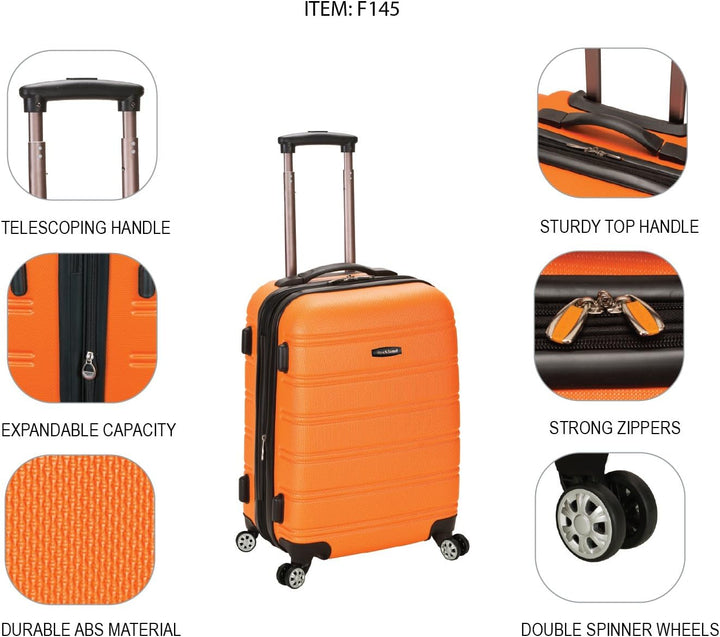 Rockland Melbourne 51 cm Erweiterbares Handgepäck aus ABS Koffer-Set, 38 Liter, Orange, Orange