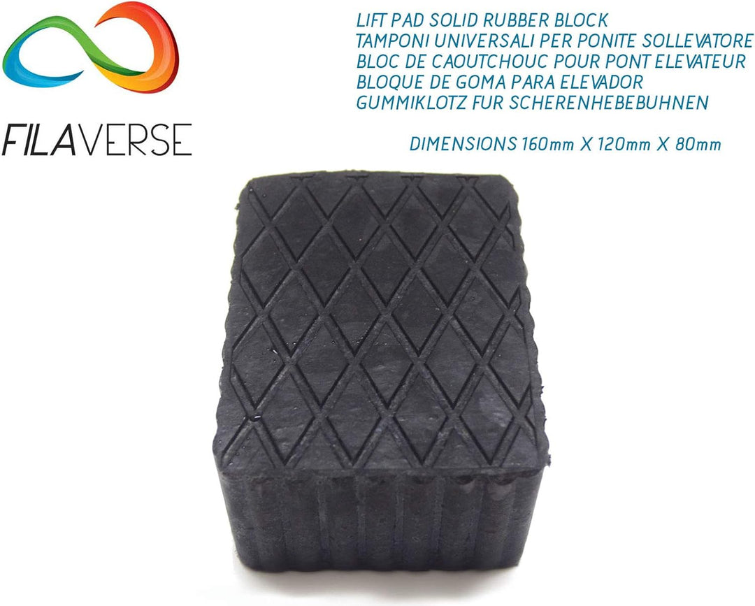 FILAVERSE Gummiauflage 160x120x80mm - KIT mit 4 gummiklotz für Kfz Hebebühnen. Abmessungen des Gummi