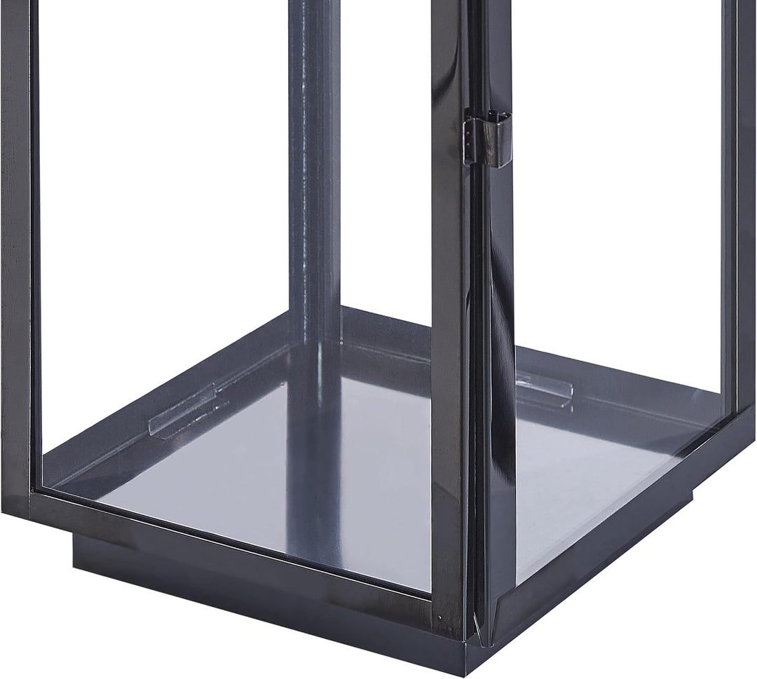Dekorative Laterne aus Edelstahl und Sicherheitsglas schwarz 19 x 54 cm Bali