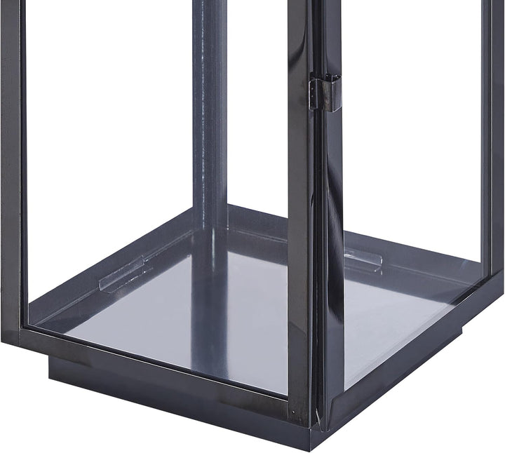 Dekorative Laterne aus Edelstahl und Sicherheitsglas schwarz 19 x 54 cm Bali