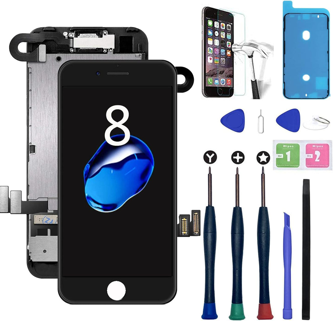 Xlhama Ersatzbildschirm Touchscreen LCD kompatibe für iPhone 8 Schwarz mit Reparaturwerkzeug Frontka
