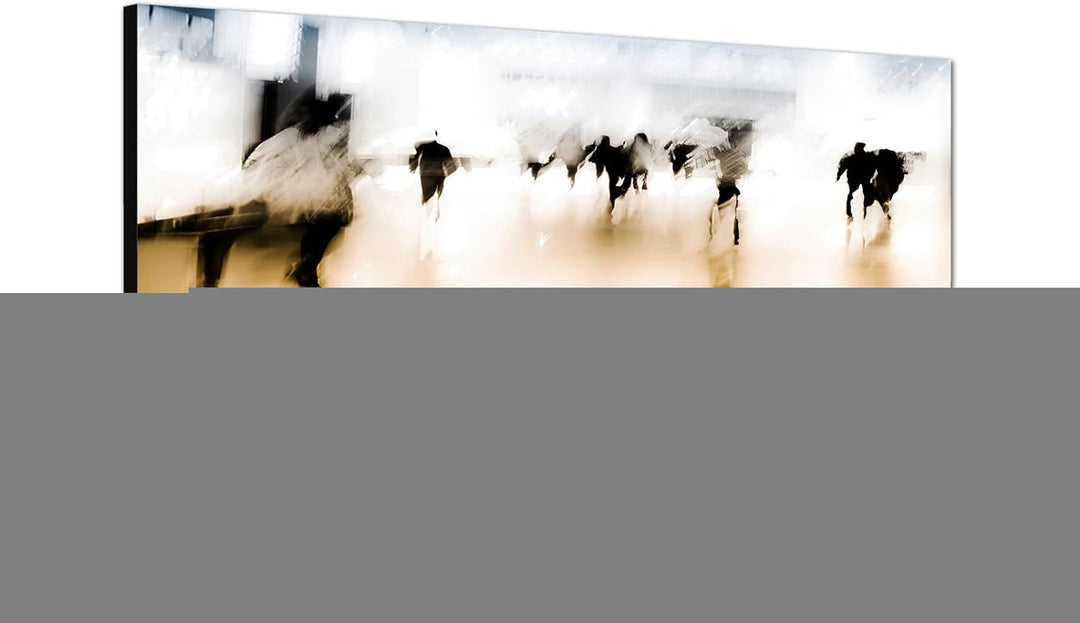 Paul Sinus Art Panoramabild auf Leinwand und Keilrahmen 120x40cm Stadt Geschäftsleute verschwommen a