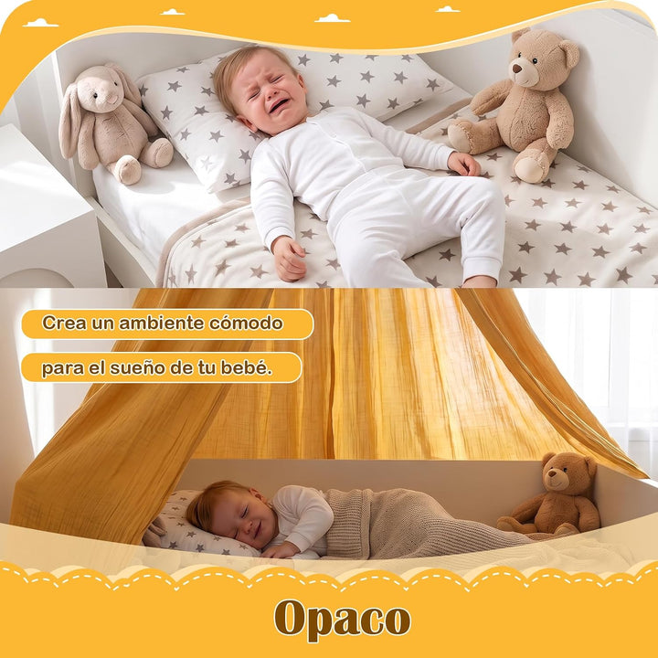 Hausbett Himmel - Betthimmel Hausbett aus 100% Baumwolle Musselin, Hausbett Vorhang für Kinderbett,