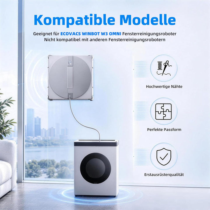 Reinigungstuch Ersatzteile für Ecovacs Winbot W3 Omni Fensterputzroboter | Waschbare Mikrofaser Wisc
