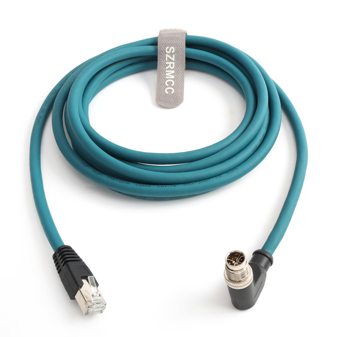 SZRMCC M12 8 Pin X-Coded Rechtwinklig Stecker auf RJ45 Ethernet Kabel Cat7e Gigabit Geschirmtes Wass