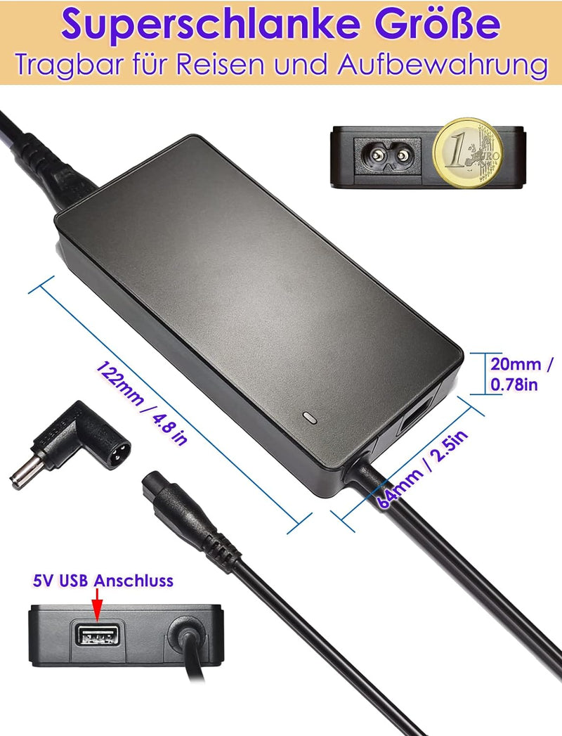 HUARIY 90W Laptop Netzteil Universal Ladekabel Ladegerät für HP Spectre X360 Dell Inspiron XPS Lenov