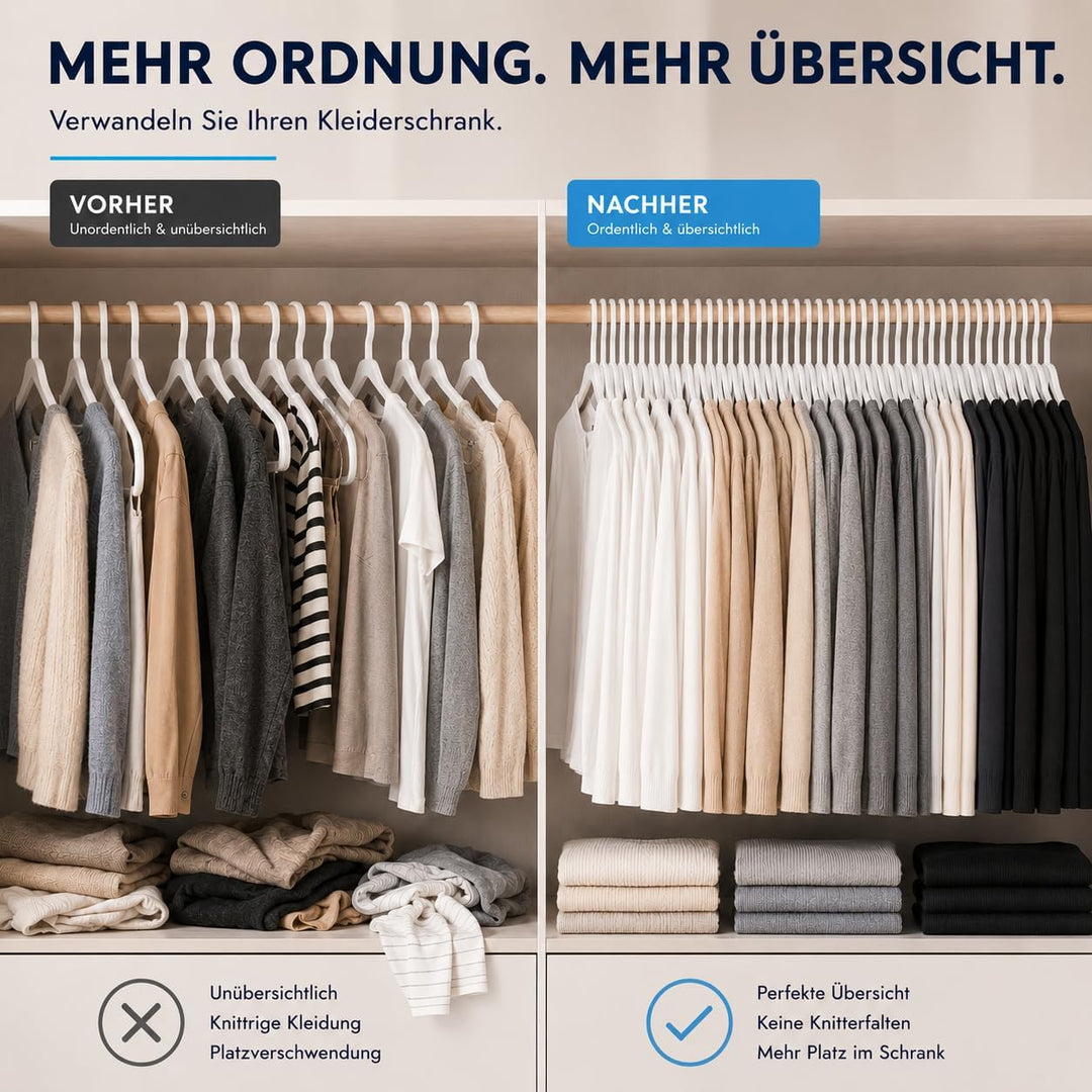 50 Kleiderbügel mit 360 Grad drehbaren Haken recycelter Kunststoff Bügel rutschfest, platzsparend, M
