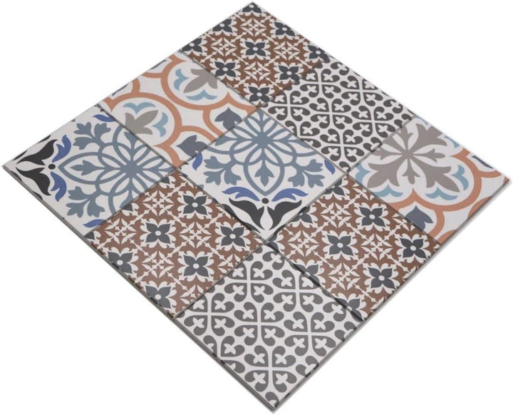 Mosaikmatte selbstklebend Vinyl spanische Fliesen Optik Ornament bunt Küchenrückwand | 10 Mosaikmatt