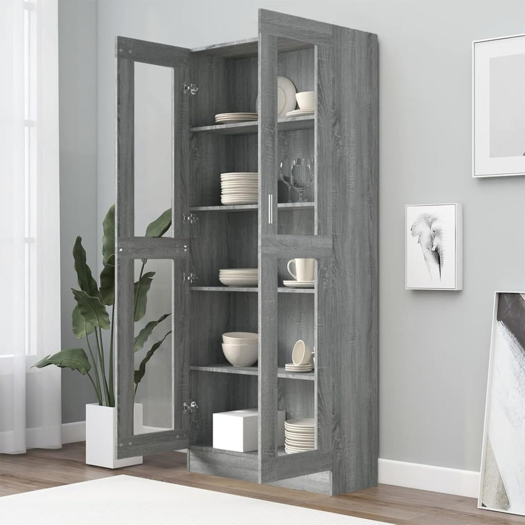 Vitrinenschrank Bücherschrank Aktenschrank Vitrine Schrank Büroschrank Standvitrine mit 5 Fächern Bü