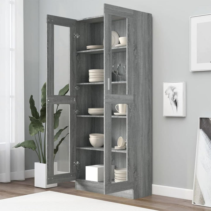 Vitrinenschrank Bücherschrank Aktenschrank Vitrine Schrank Büroschrank Standvitrine mit 5 Fächern Bü
