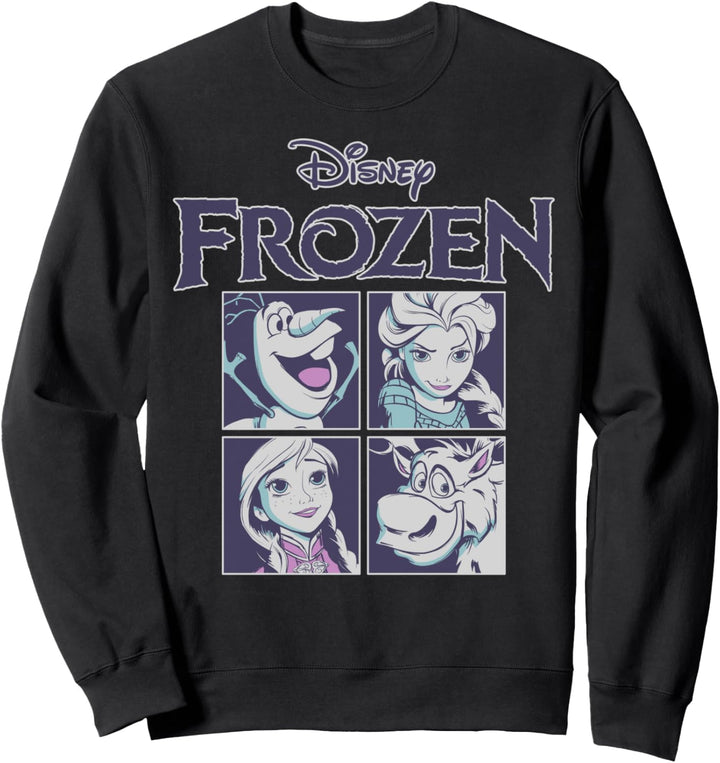 Disney Frozen Blue Hue Character Portrait Grid Panels C1 Sweatshirt