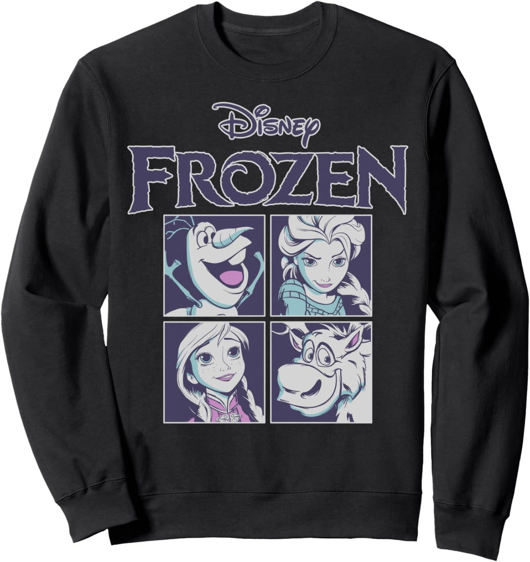 Disney Frozen Blue Hue Character Portrait Grid Panels C1 Sweatshirt