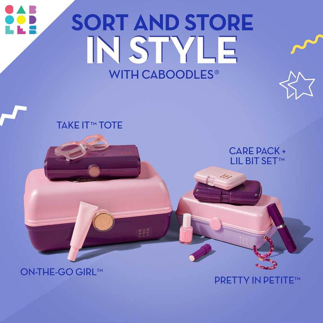 Caboodles Make-up-Box für unterwegs, aus Hartplastik, integrierter Spiegel, sicherer Verschluss für