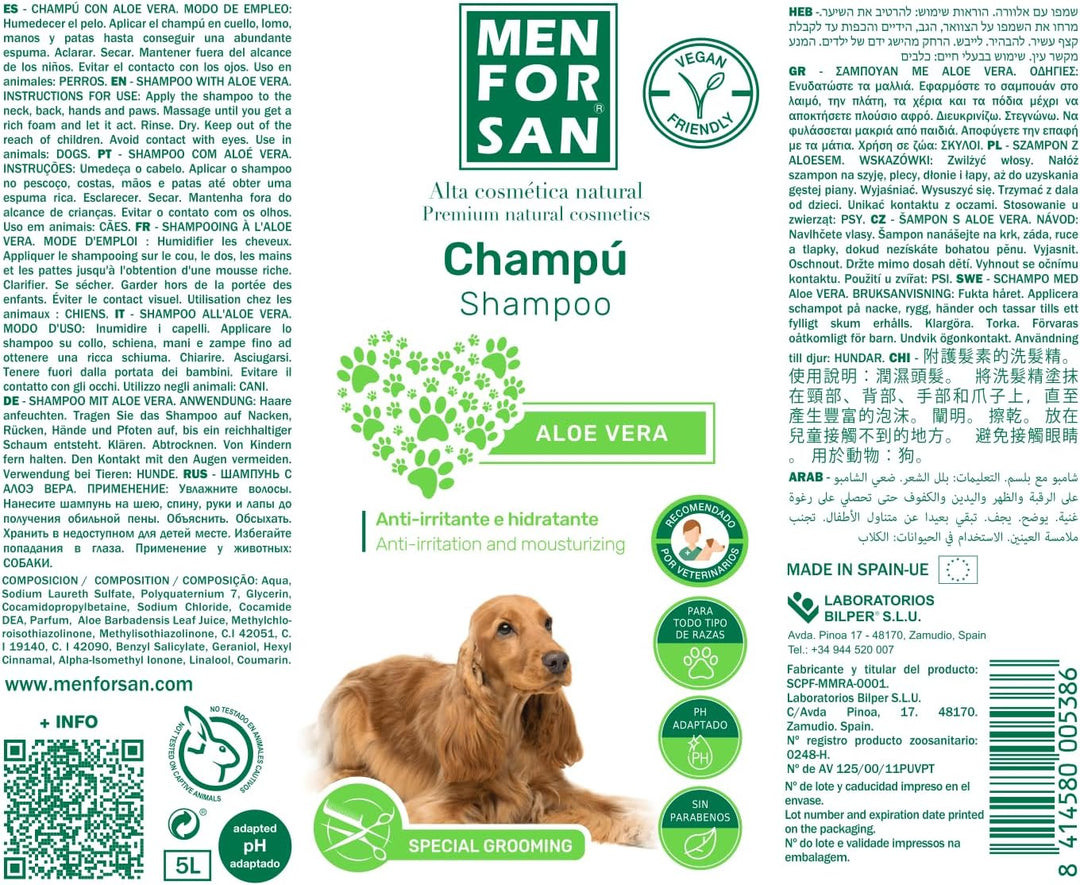 Menforsan Aloe Vera Hundeshampoo - 5 Liter Aloe Vera 5000 ml, Aloe Vera 5000 ml