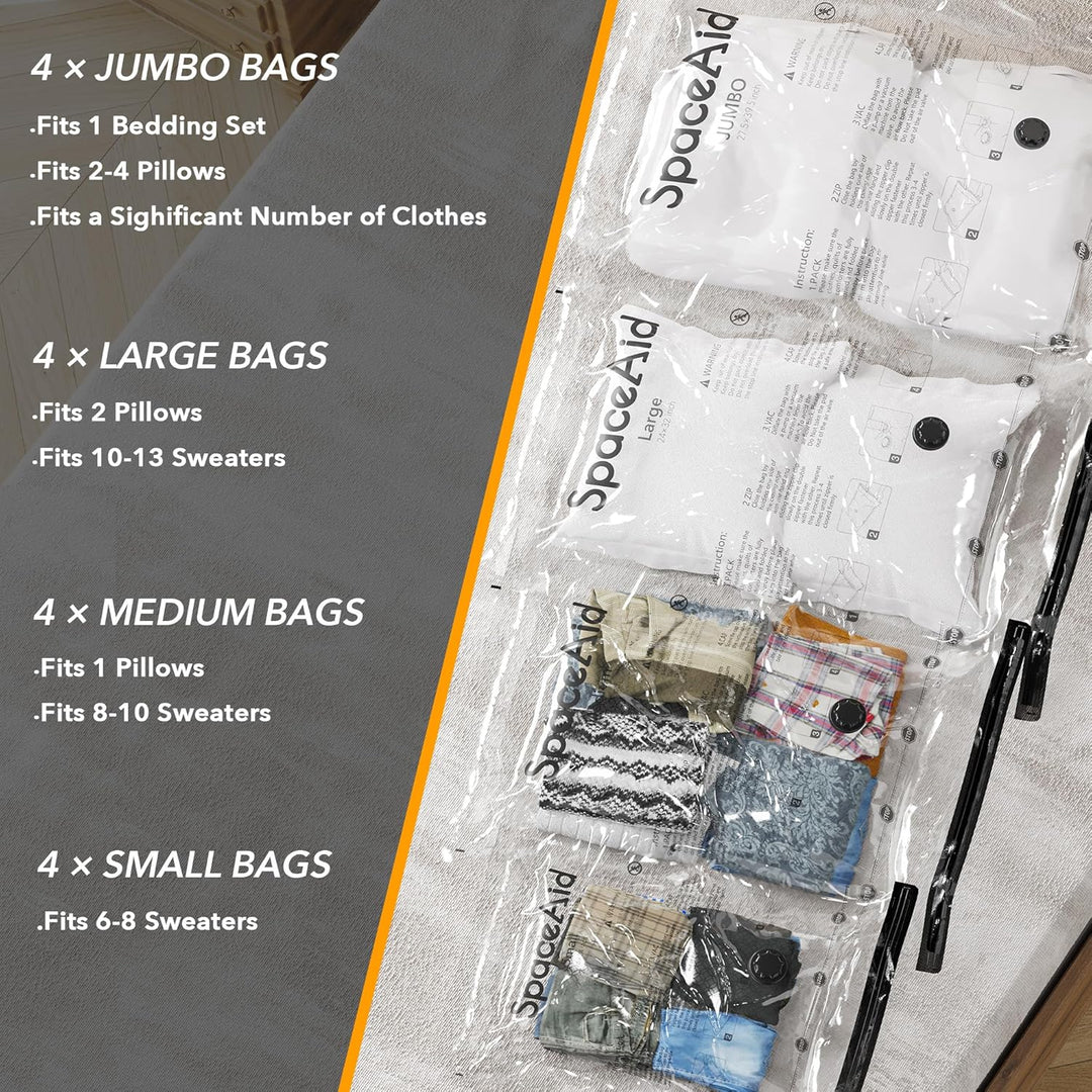 SpaceAid Vakuum-Aufbewahrungsbeutel, platzsparend, Kompressionsbeutel für Bettdecken, Decken, Kissen