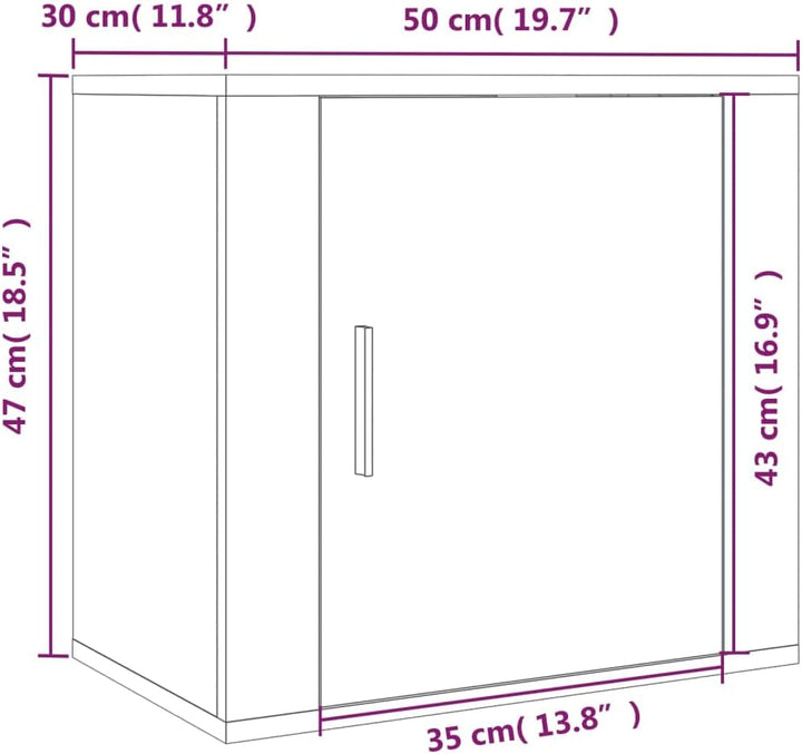 WIFESE Wand-Nachttische 2 STK. Räuchereiche 50x30x47 cm Nachtschrank Nachtkästchen Bedside Table Nig